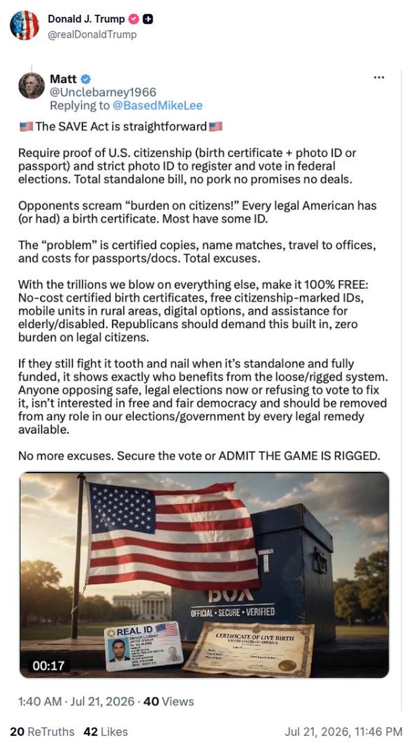 Post preview from Donald Trump