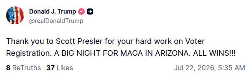 Post image from Donald Trump