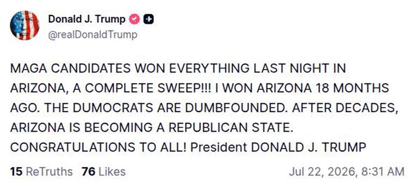 Post image from Donald Trump