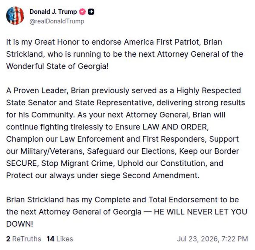 Post image from Donald Trump