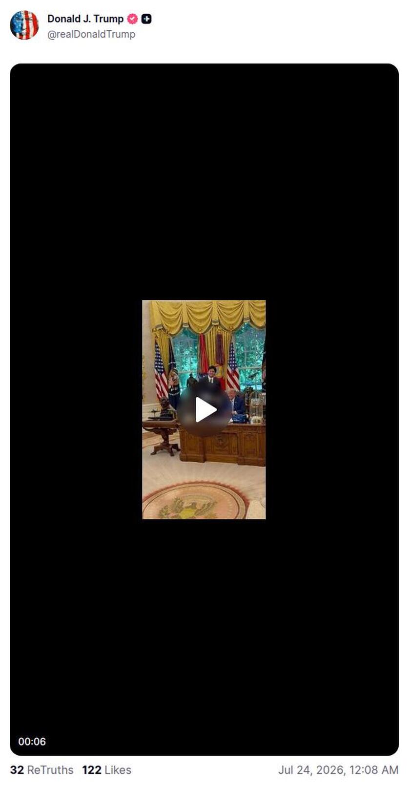 Post preview from Donald Trump