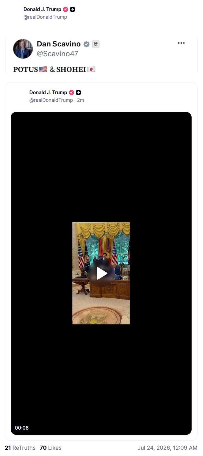 Post image from Donald Trump