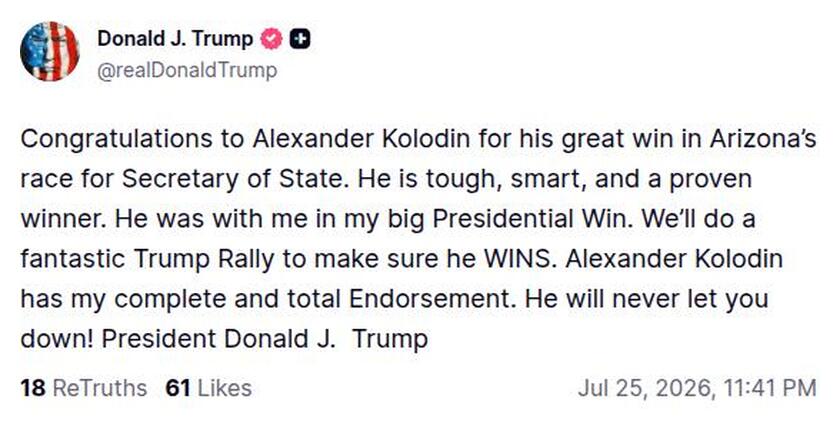 Post image from Donald Trump