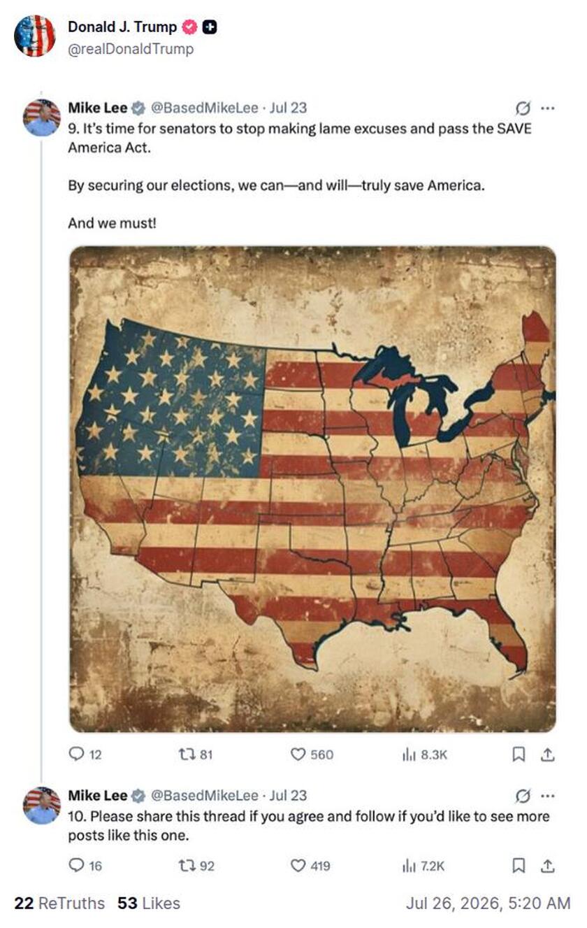 Post preview from Donald Trump