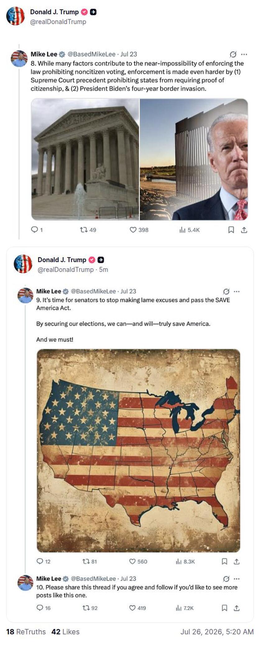 Post image from Donald Trump
