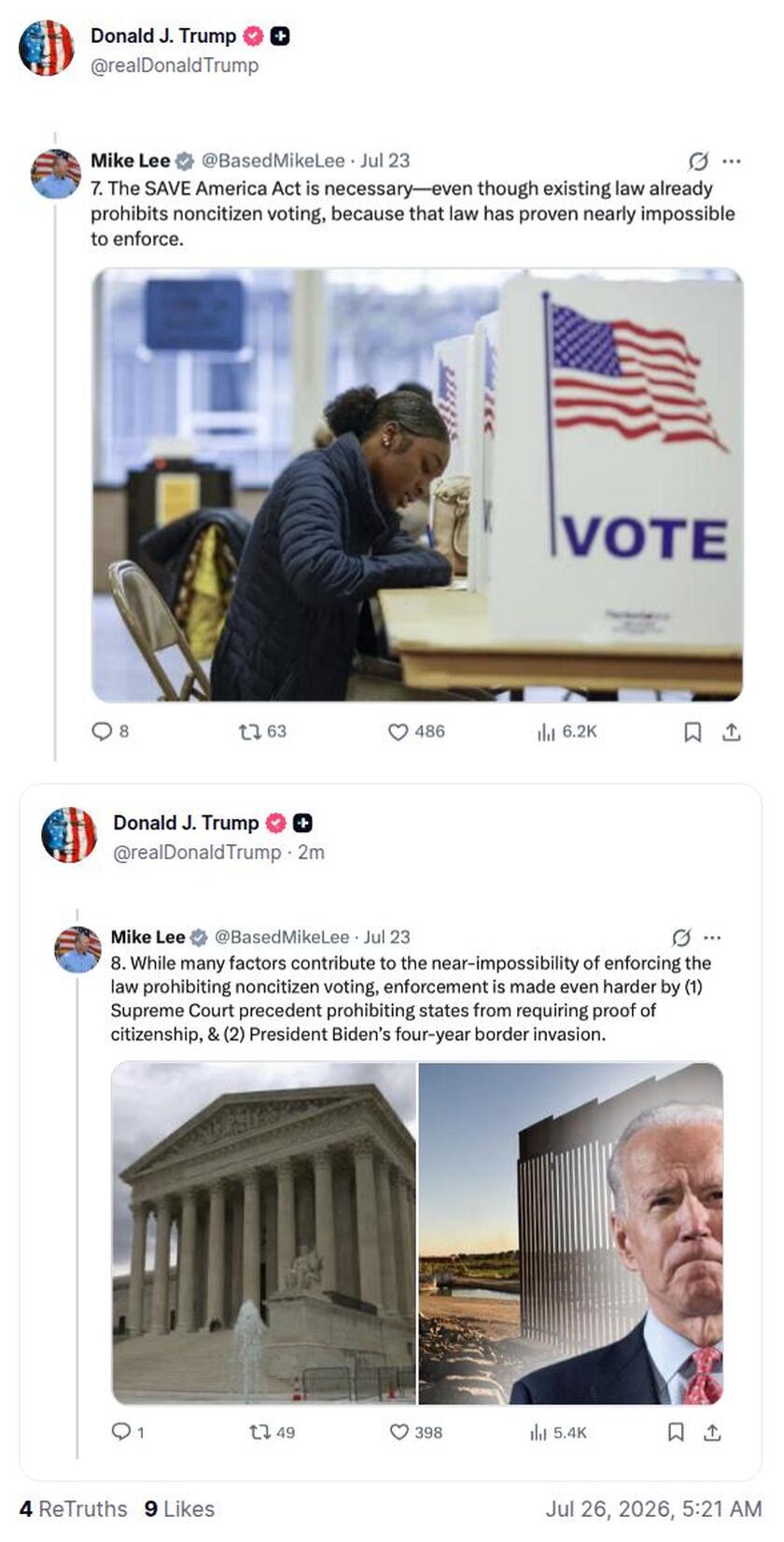 Post preview from Donald Trump