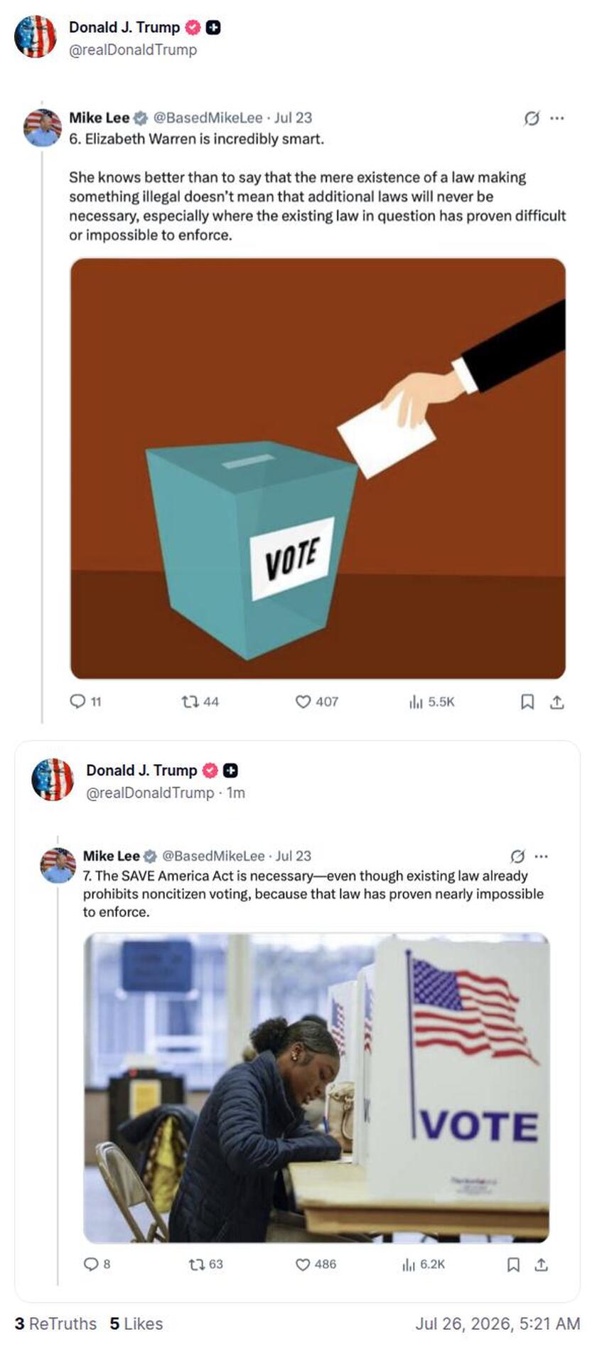 Post preview from Donald Trump