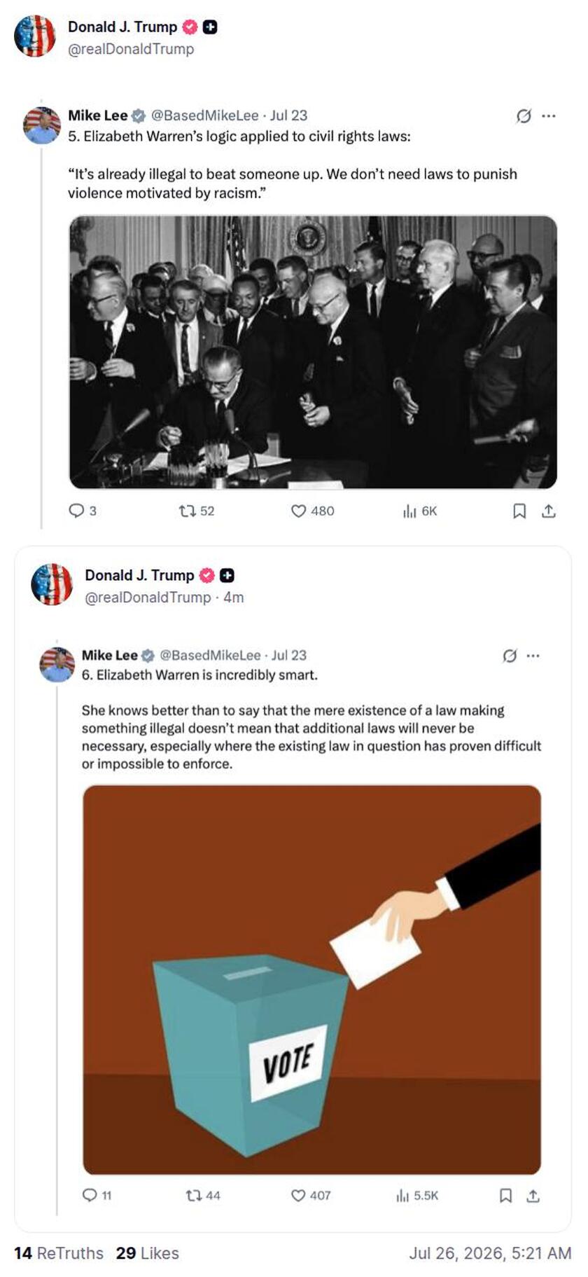 Post preview from Donald Trump