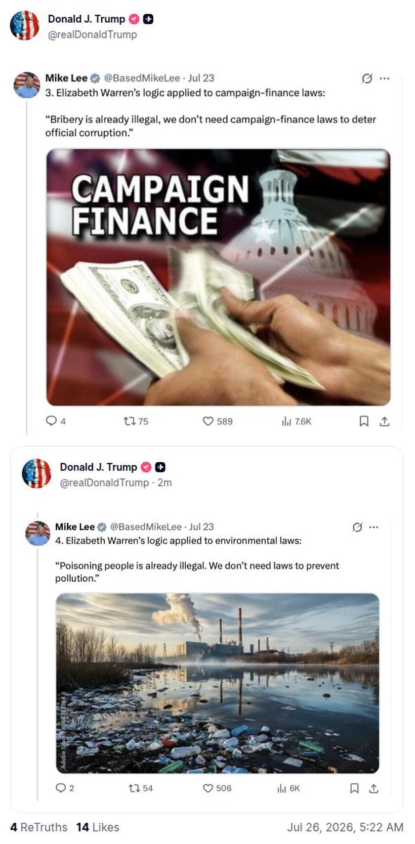 Post preview from Donald Trump