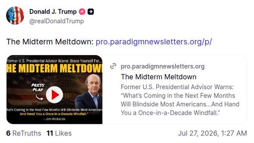Post preview from Donald Trump