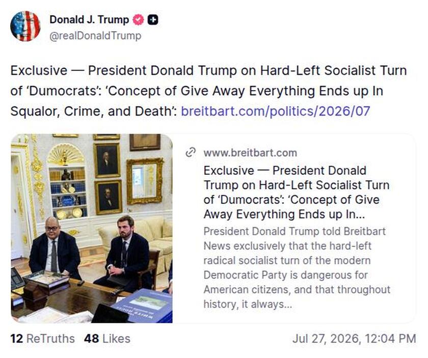 Post image from Donald Trump