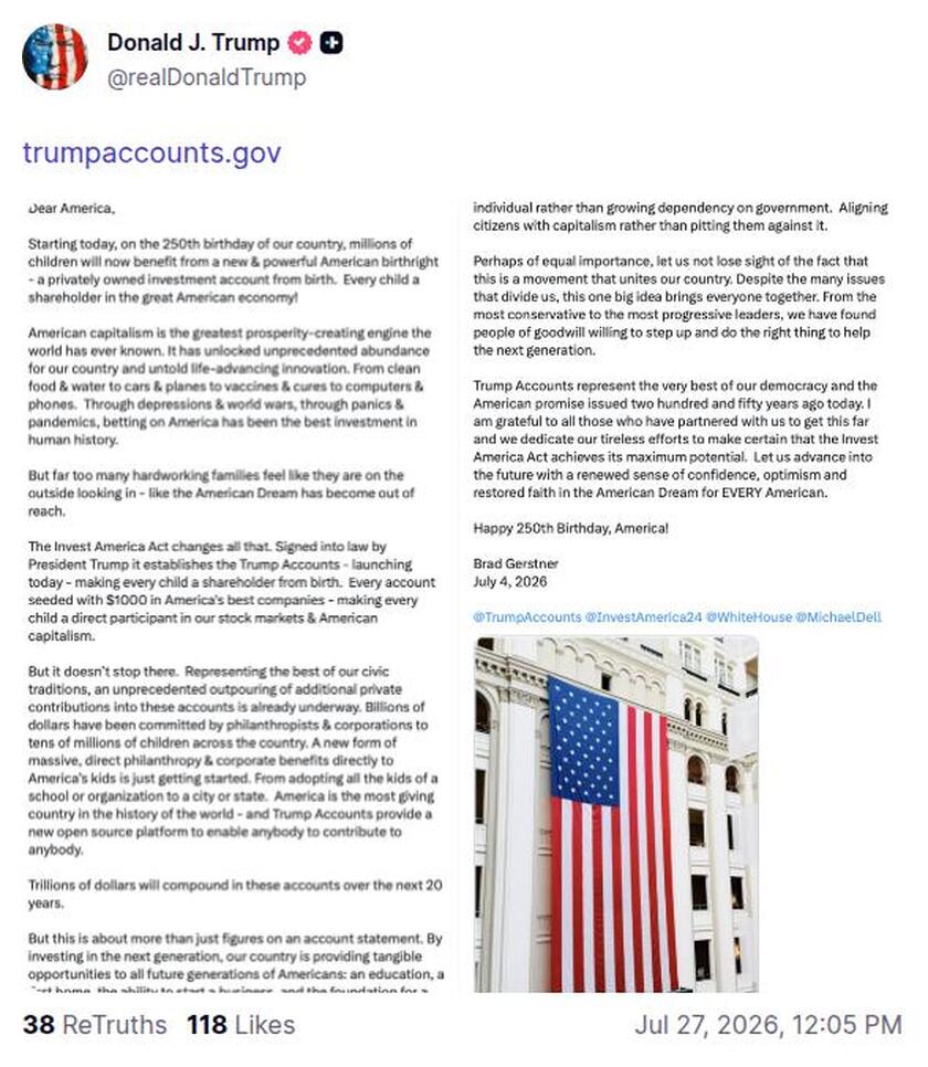 Post preview from Donald Trump