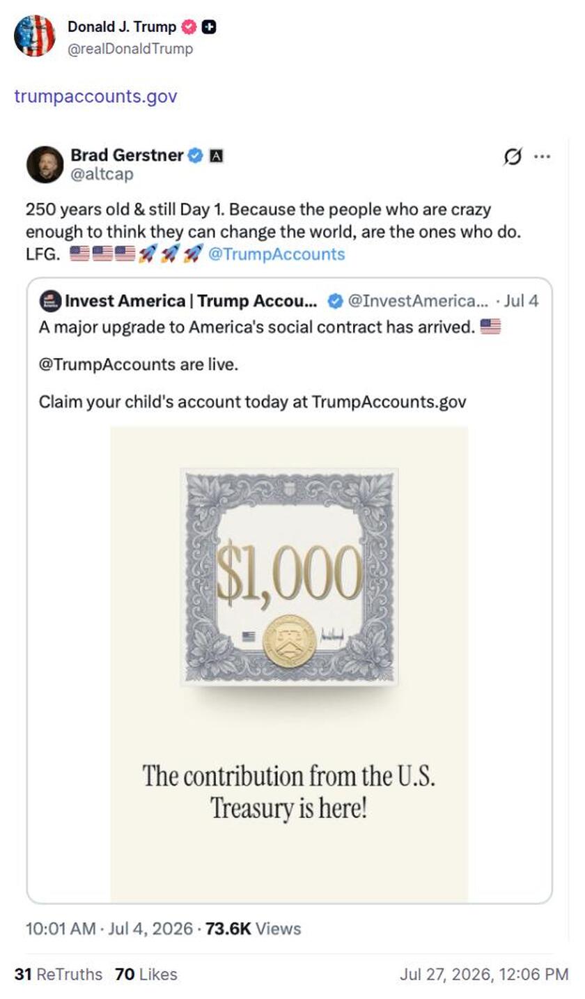 Post preview from Donald Trump