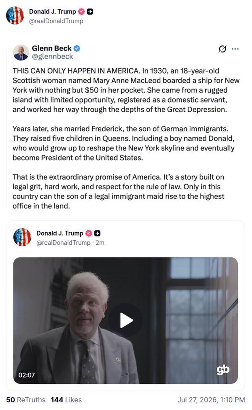 Post preview from Donald Trump