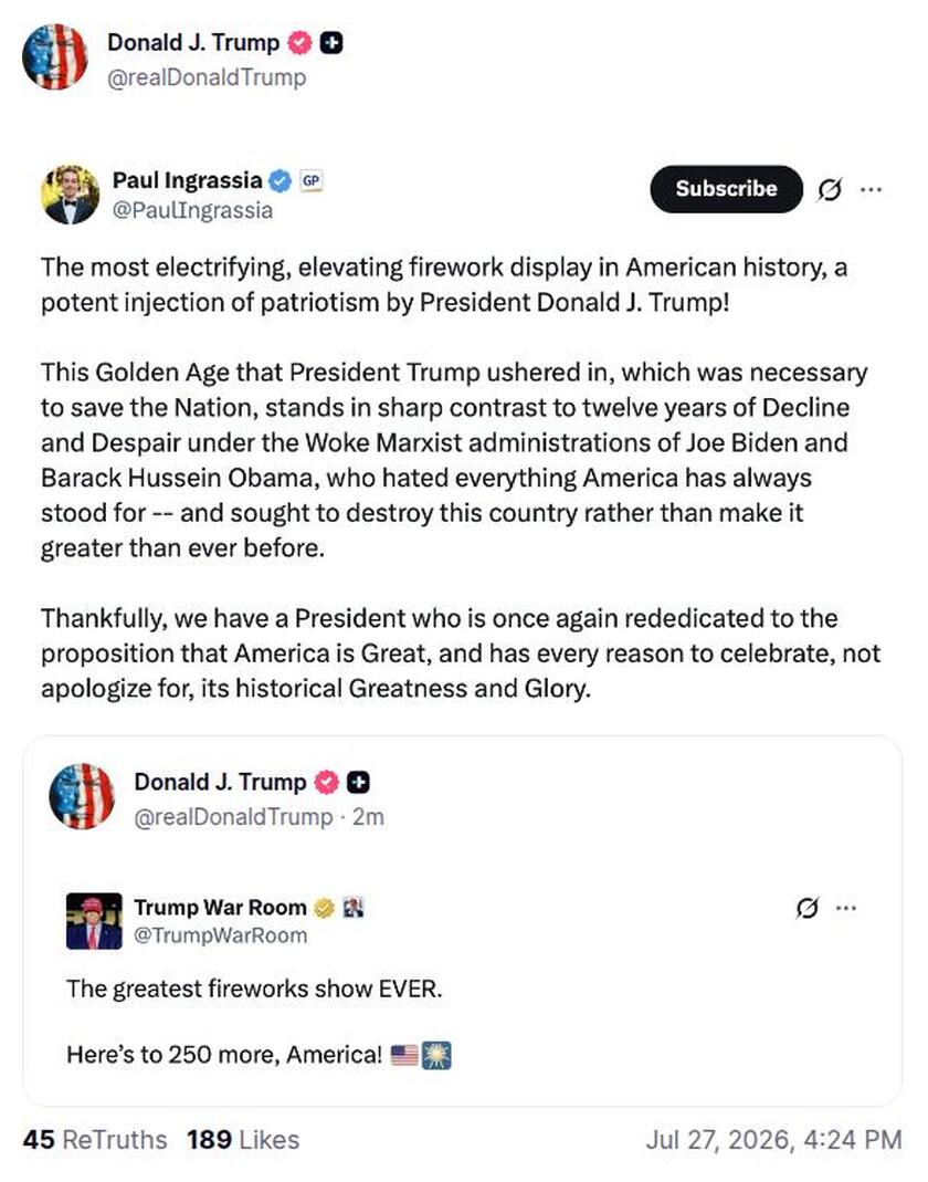 Post image from Donald Trump