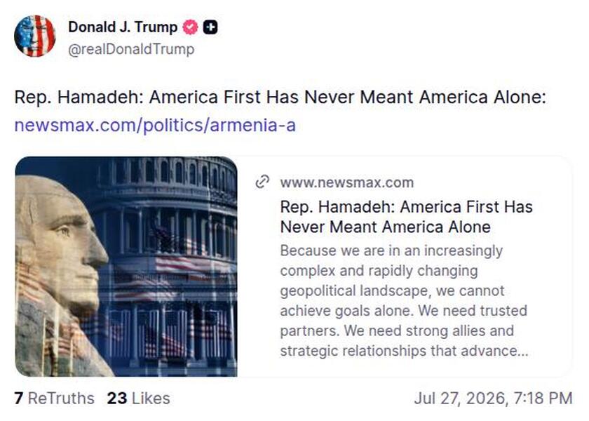 Post image from Donald Trump