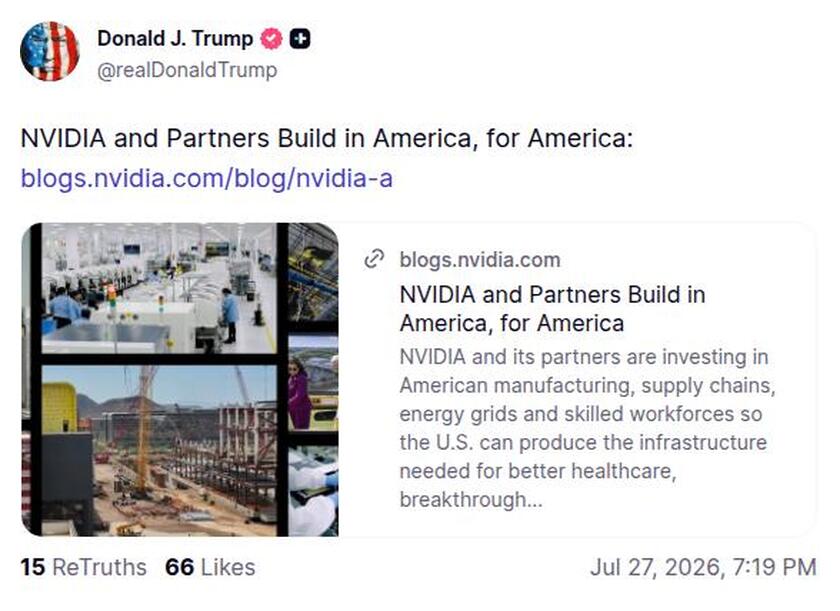 Post image from Donald Trump