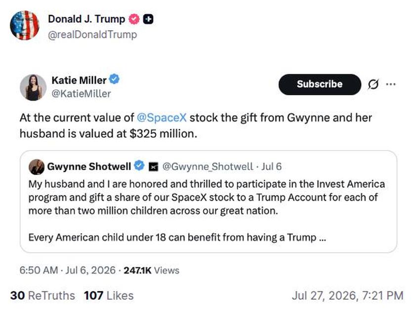 Post preview from Donald Trump