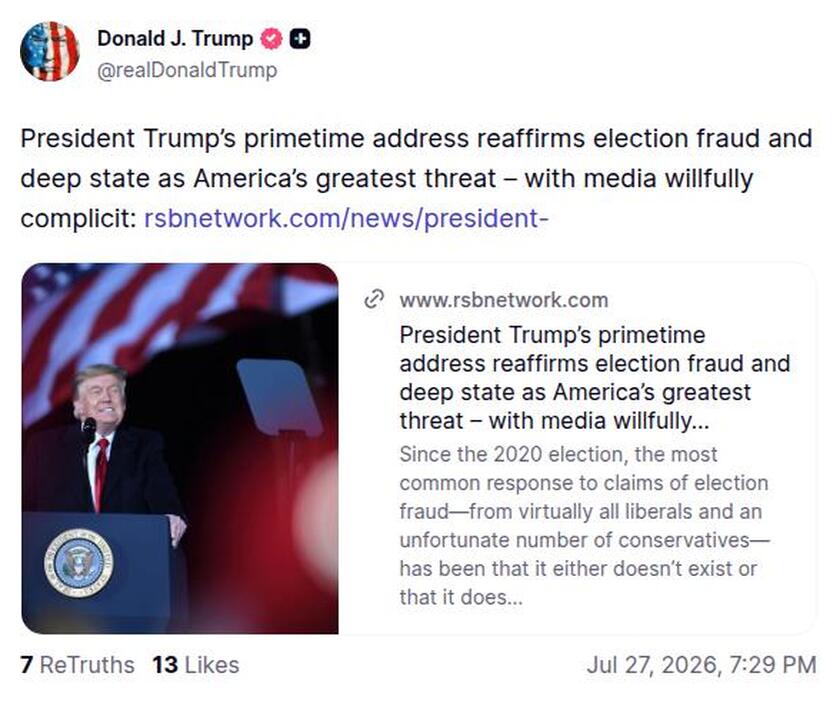 Post image from Donald Trump