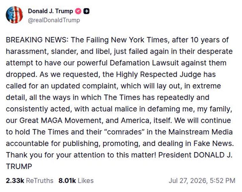 Post image from Donald Trump