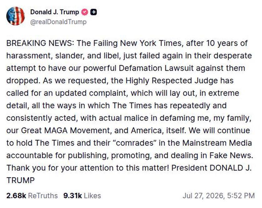 Post image from Donald Trump