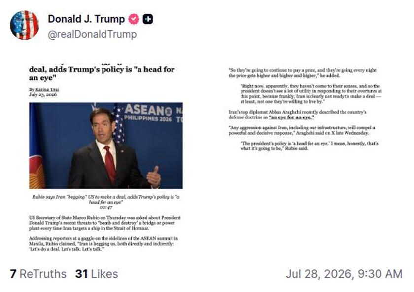 Post preview from Donald Trump