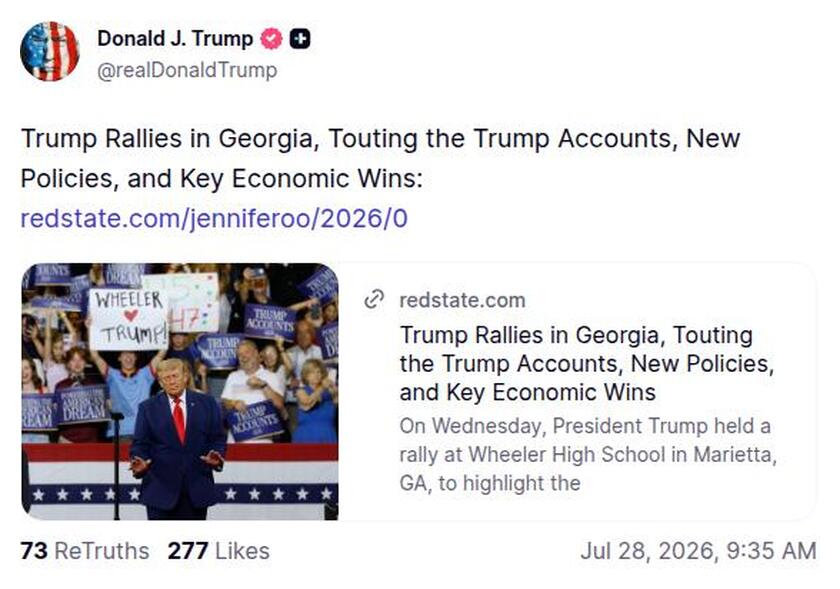 Post image from Donald Trump