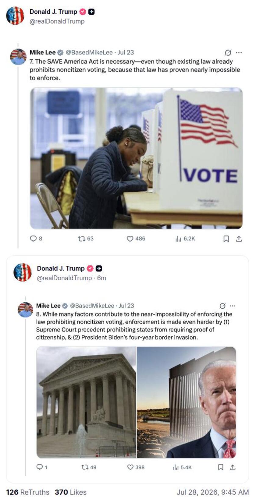 Post image from Donald Trump
