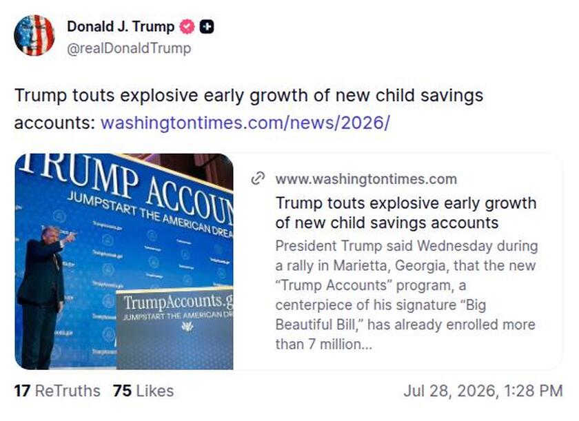 Post image from Donald Trump