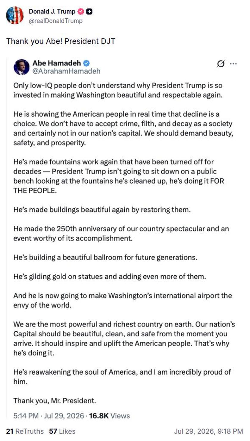 Post preview from Donald Trump