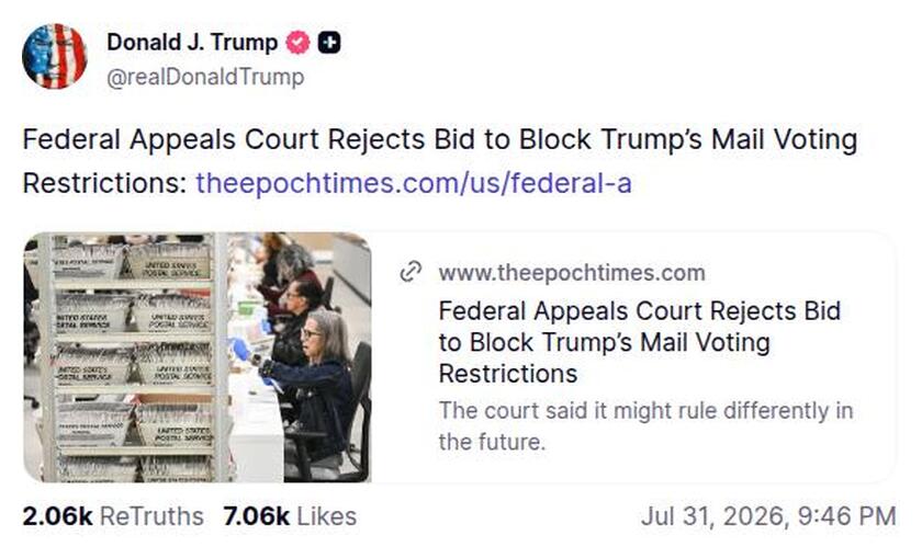 Post image from Donald Trump