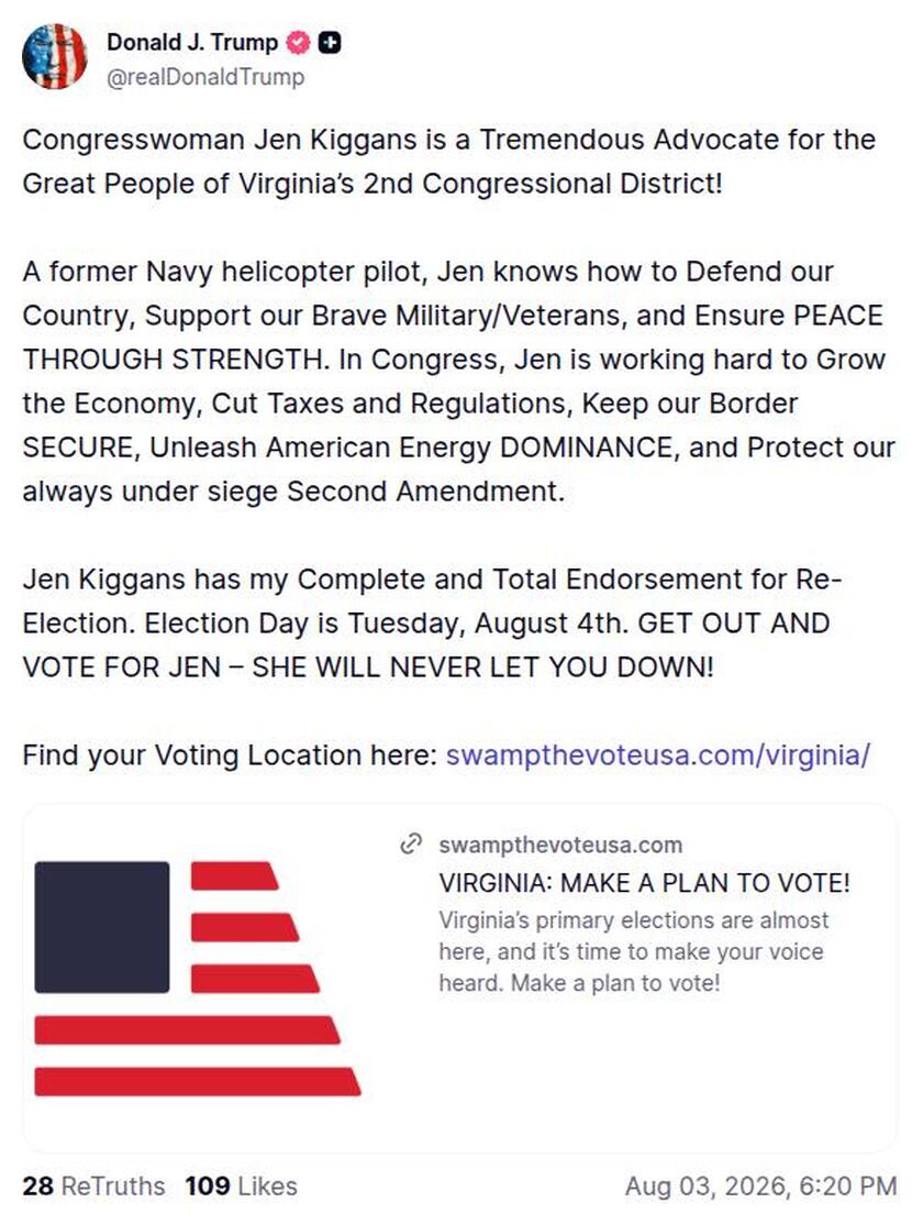 Post image from Donald Trump