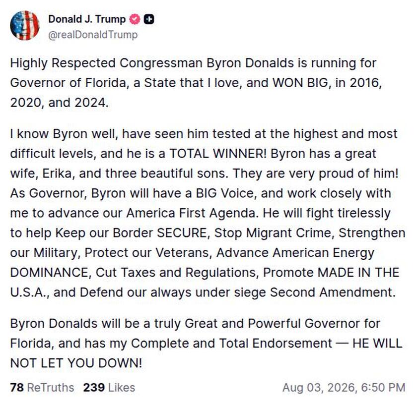 Post image from Donald Trump
