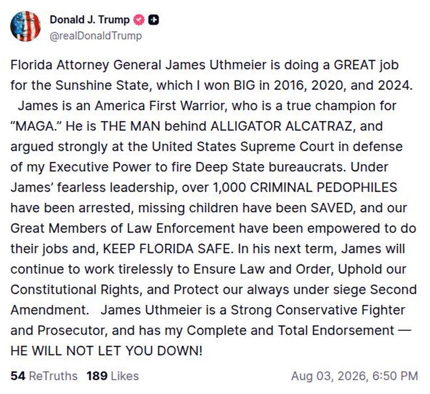 Post image from Donald Trump