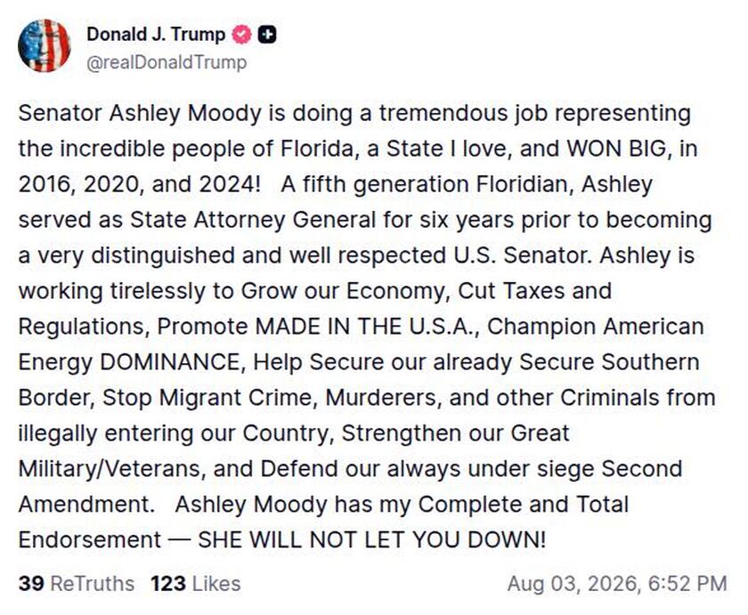 Post image from Donald Trump
