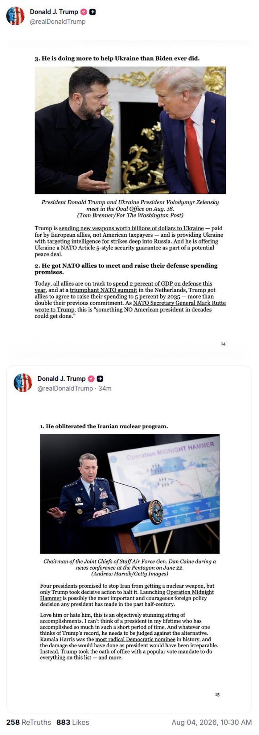 Post preview from Donald Trump