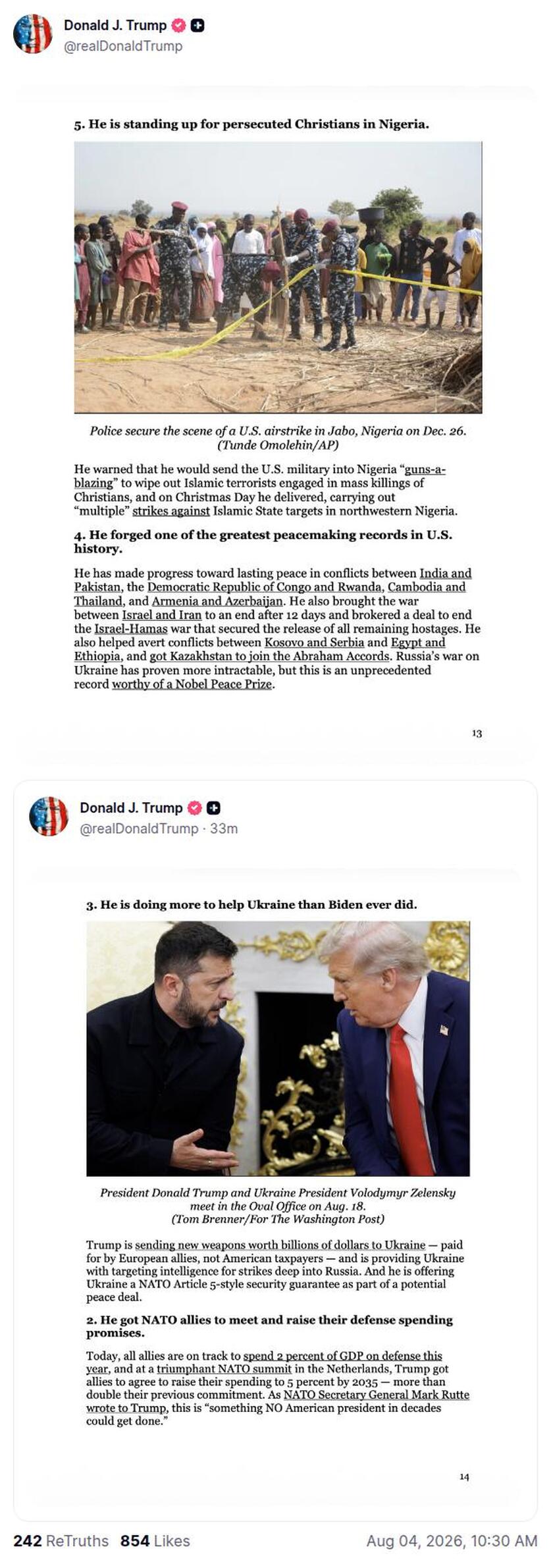 Post preview from Donald Trump