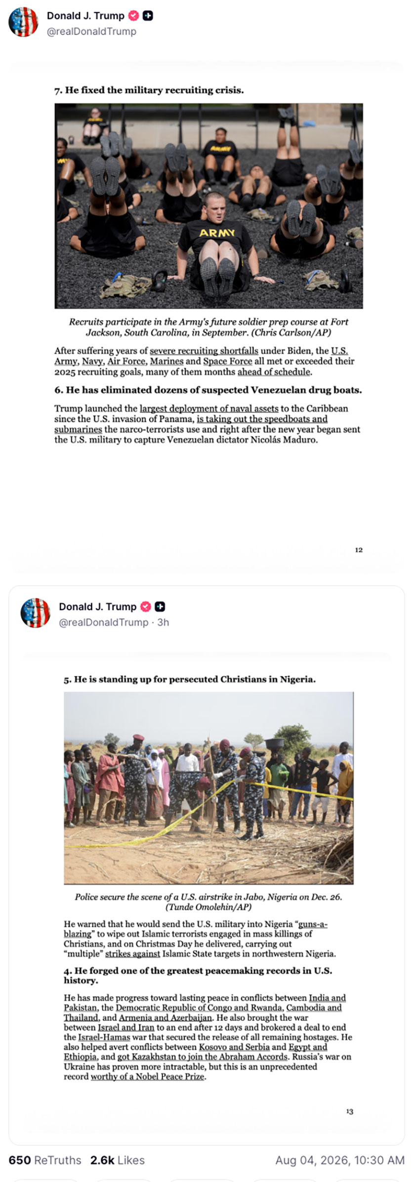 Post preview from Donald Trump