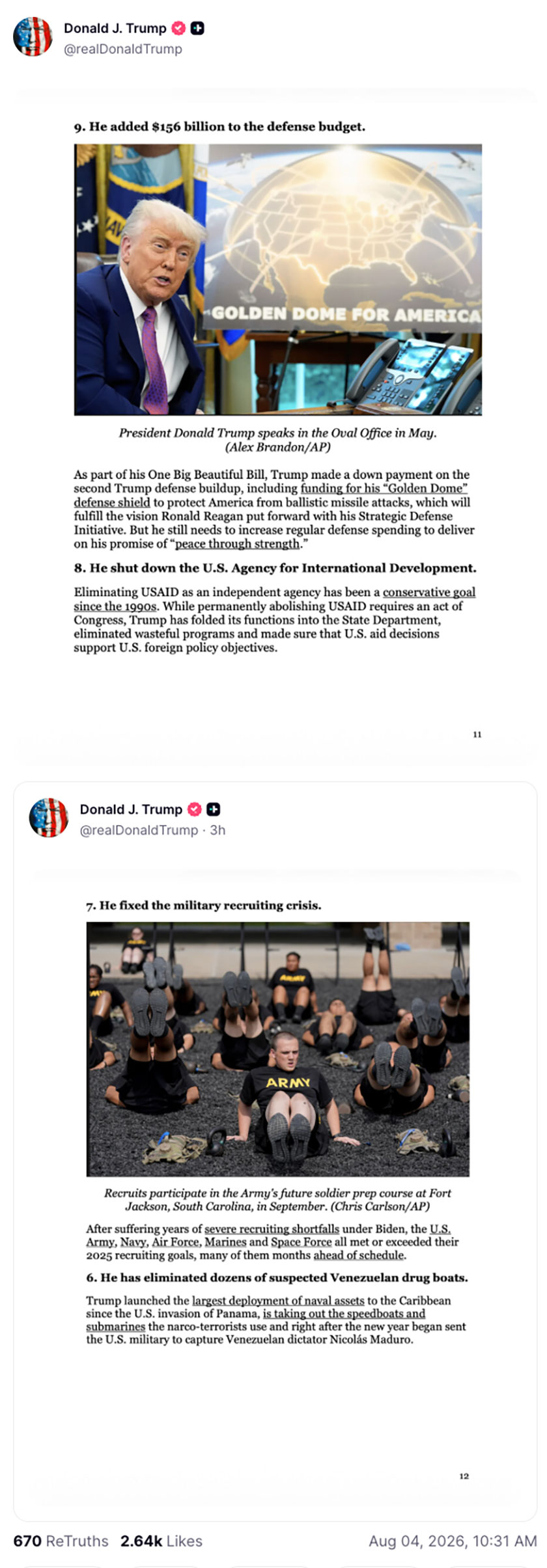 Post preview from Donald Trump