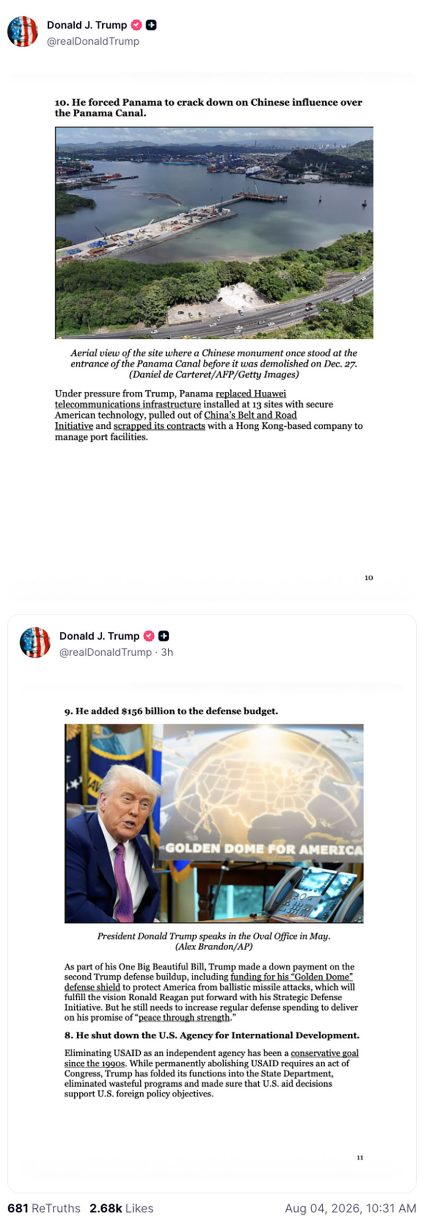 Post preview from Donald Trump