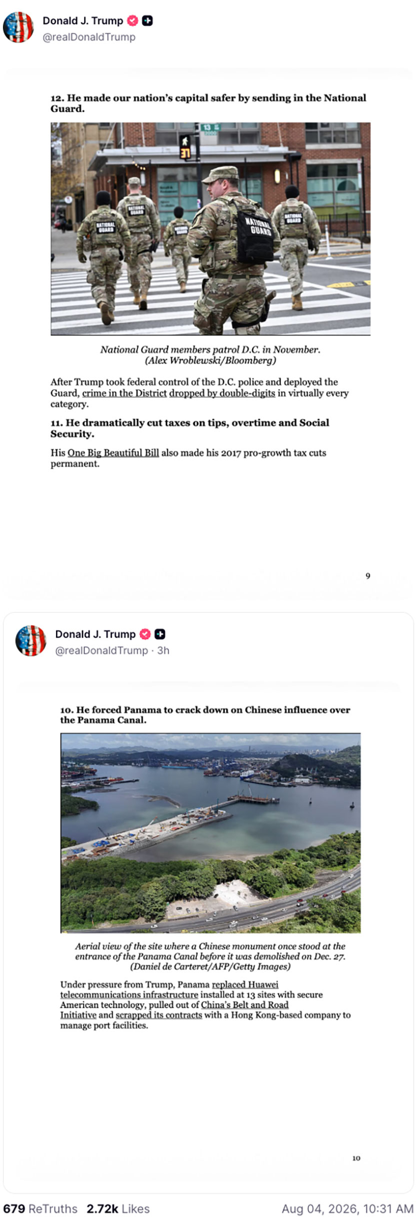 Post preview from Donald Trump