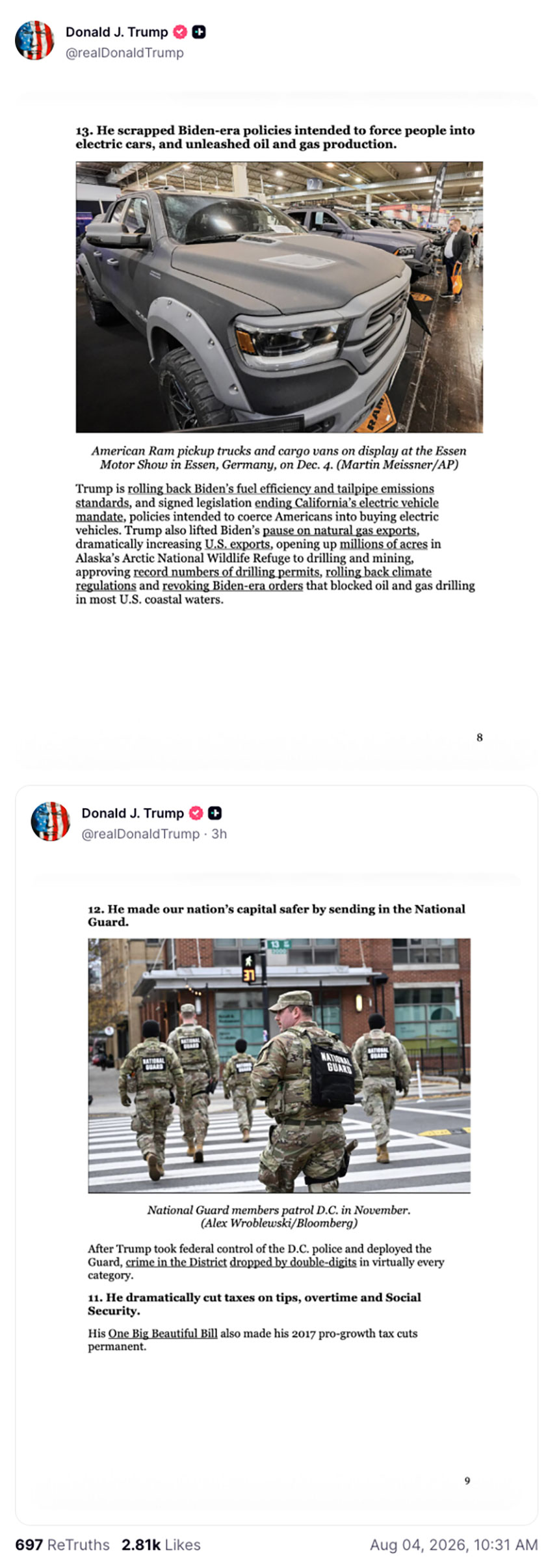 Post preview from Donald Trump