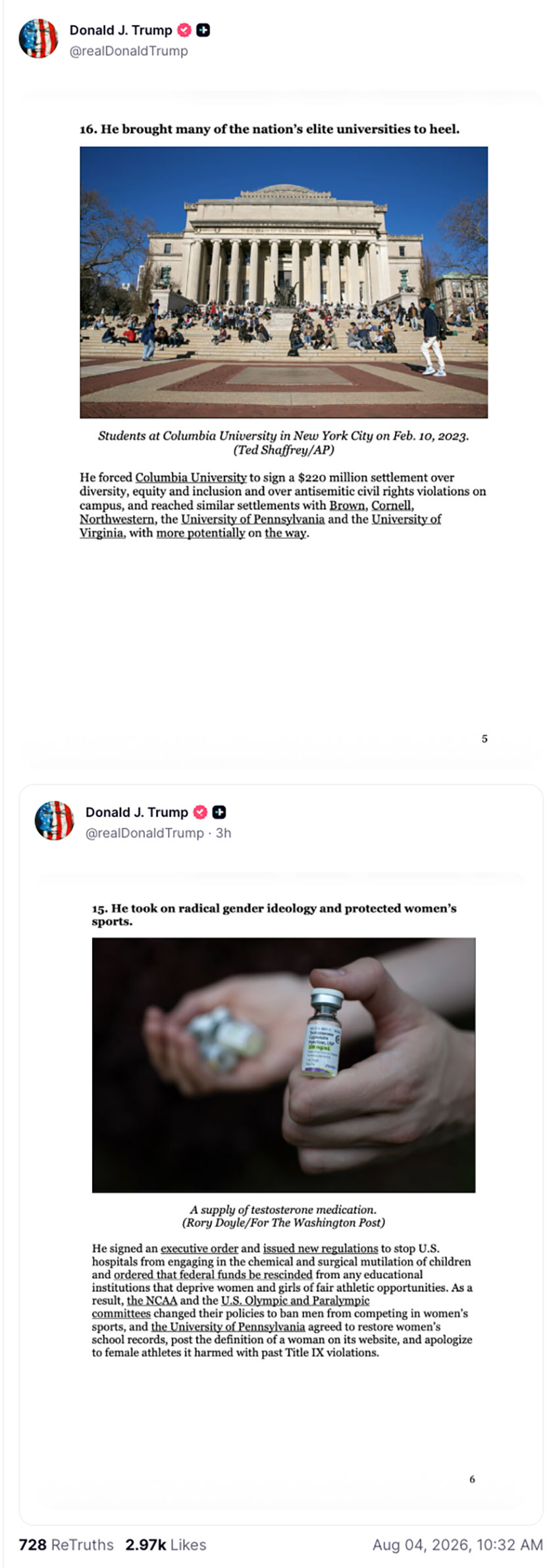 Post preview from Donald Trump