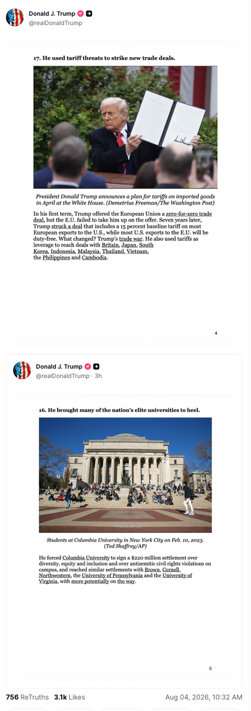Post preview from Donald Trump