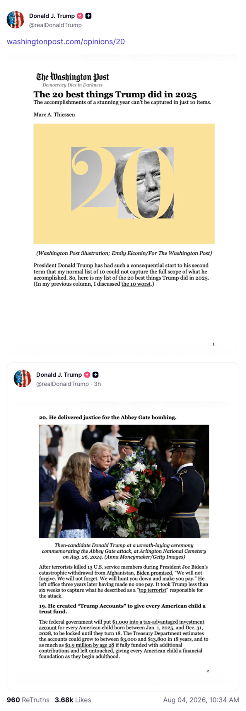 Post image from Donald Trump