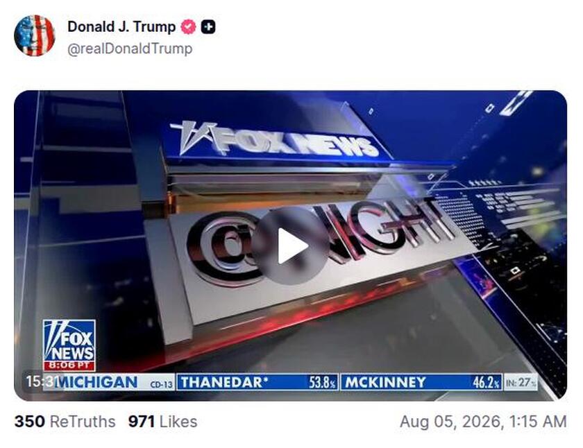 Post preview from Donald Trump