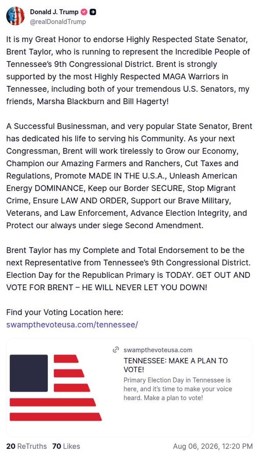 Post image from Donald Trump