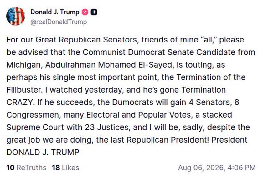 Post image from Donald Trump