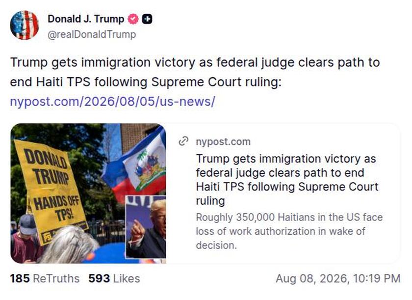 Post image from Donald Trump