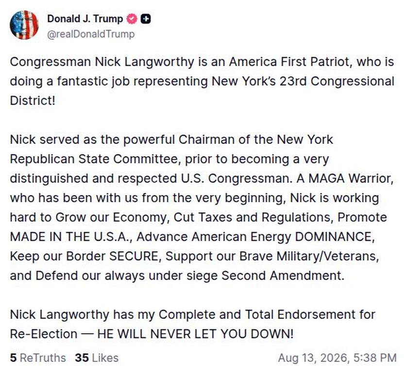 Post image from Donald Trump